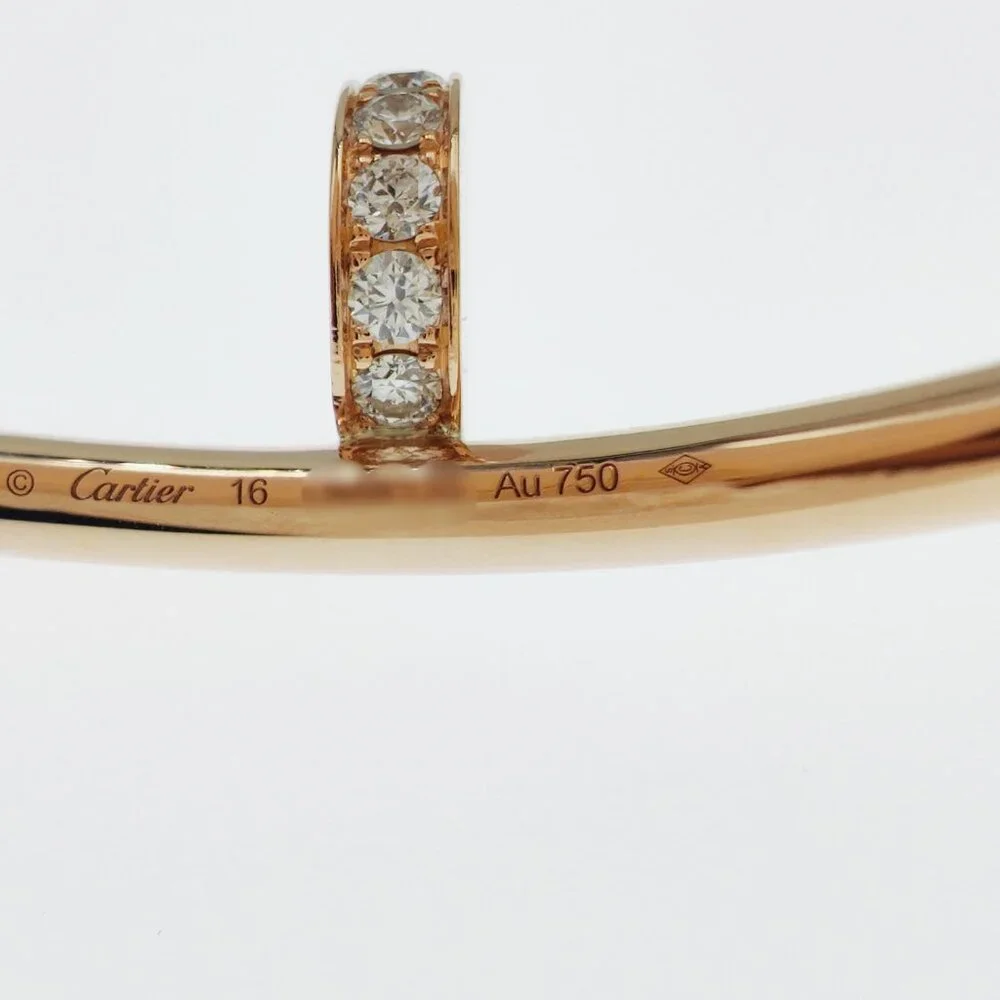 Cartier Juste un Clou Bracelet 18K Rose Gold with Diamonds Size 16 - Picture 14 of 14